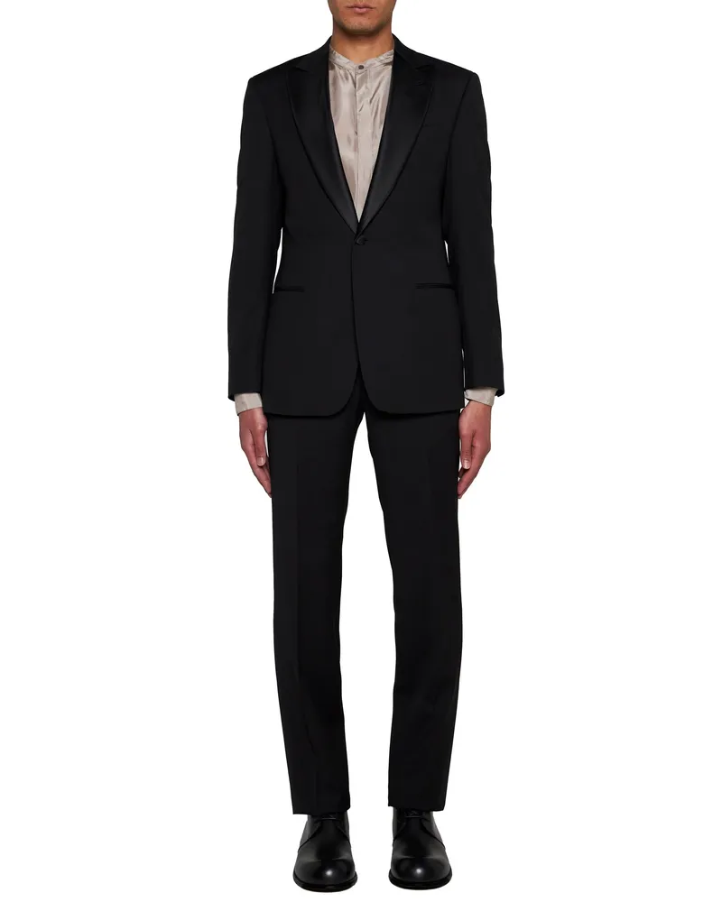 Giorgio Armani Men's Tuxedo Virgin Wool, Black Suits Black