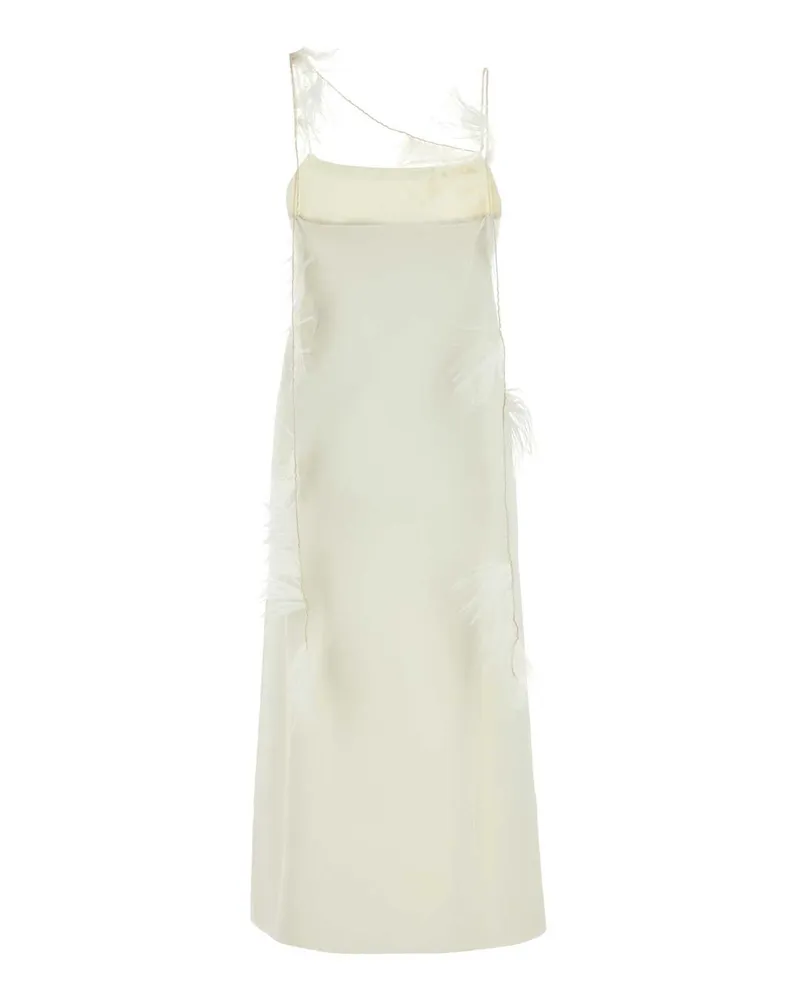 Jil Sander Women's Ivory Viscose Blend Dress Natural Exterior: Polyester Abiti White