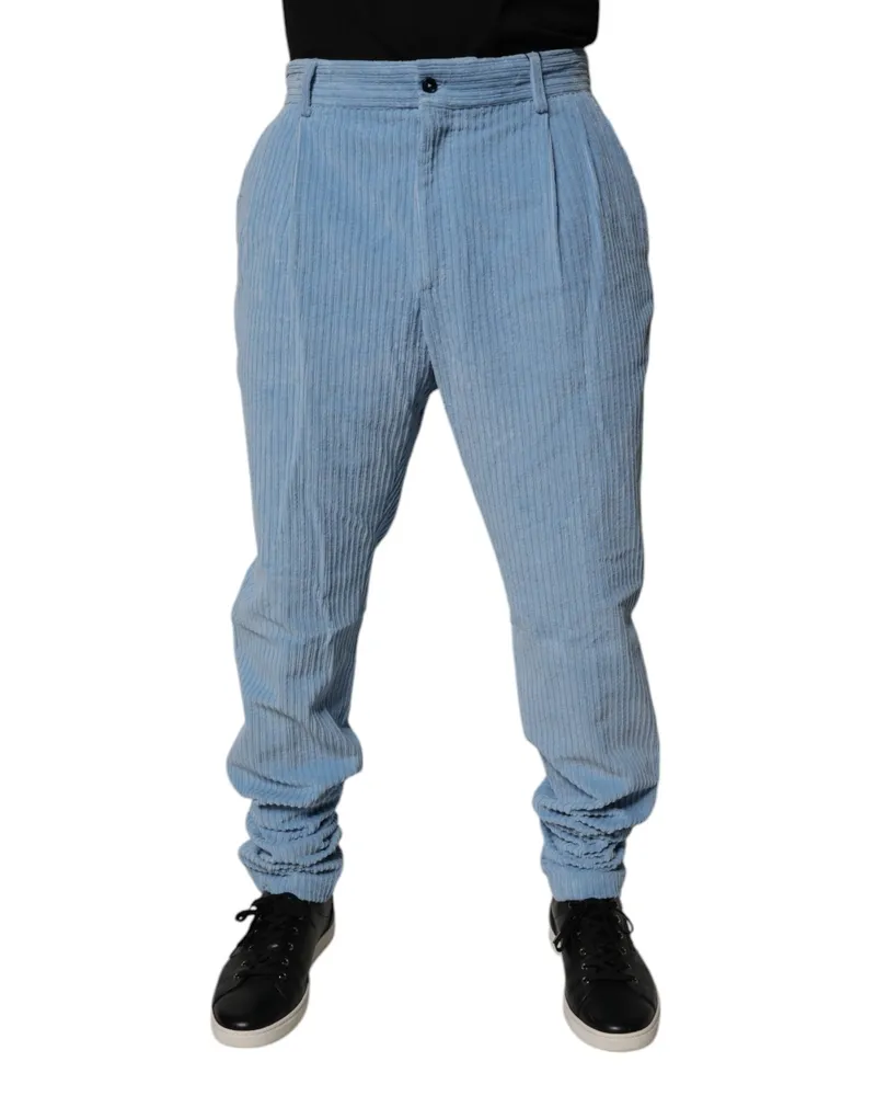 Dolce & Gabbana Men's Light Blue Corduroy Cotton Skinny Denim Jeans Clothing Blue