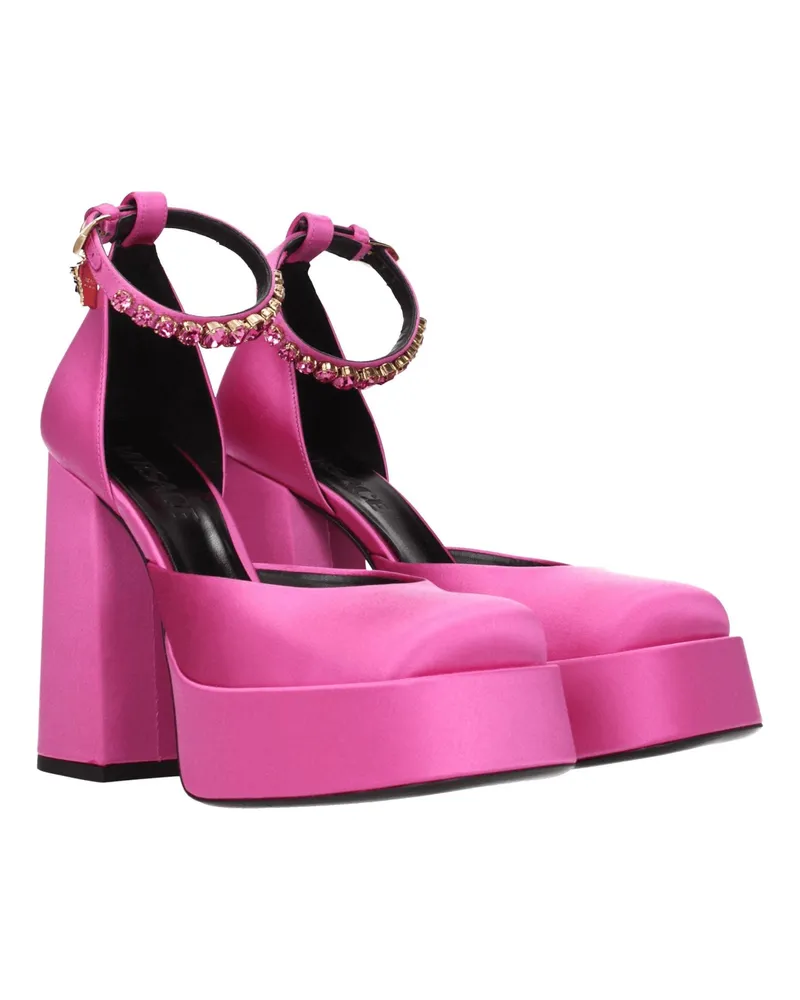 Versace Women's Pink Satin Platform Pumps Pink