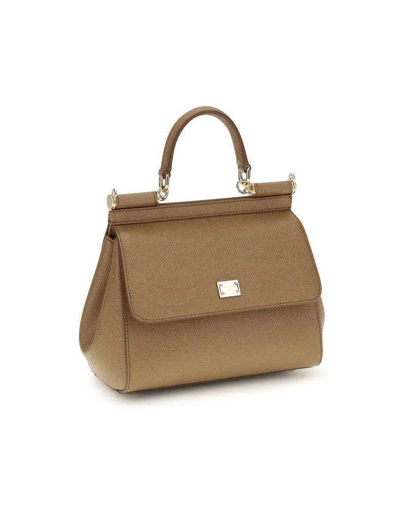 Dolce & Gabbana Women's Beige Calf Leather Bos Taurus Shoulder Bag Beige