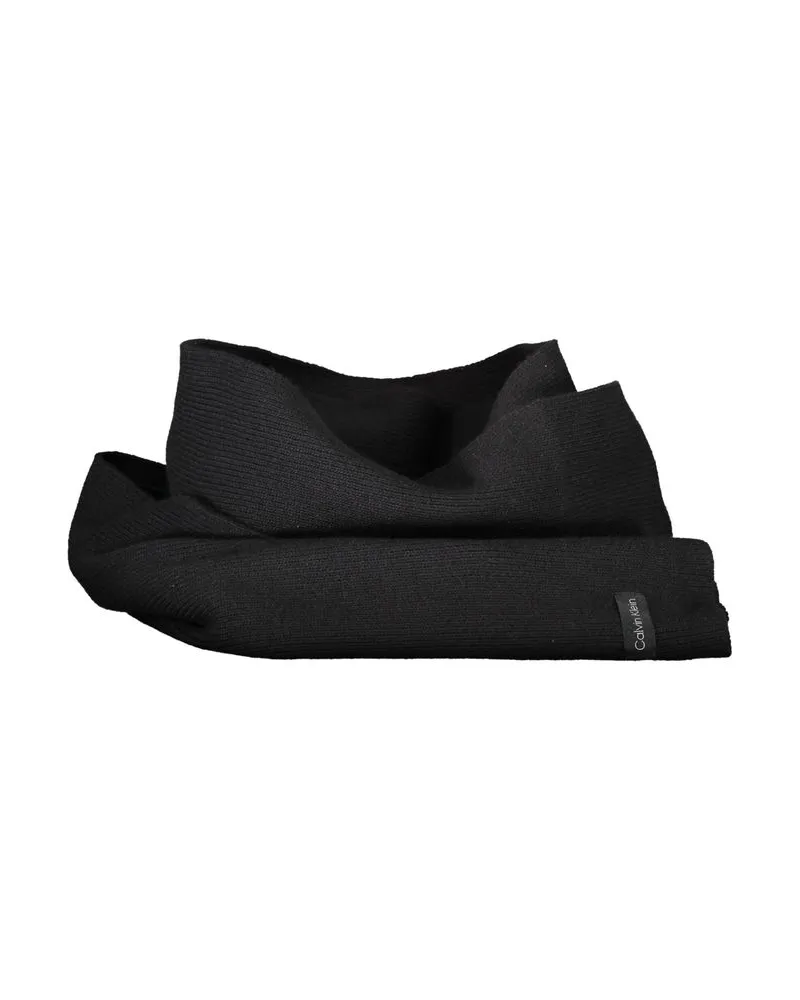 Calvin Klein Cotton Knit Scarf — Black Black