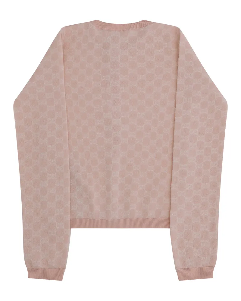 Gucci Wool Cardigan For Girl Pale Rose-White Ovis Aries Rose/white Sweater Pink