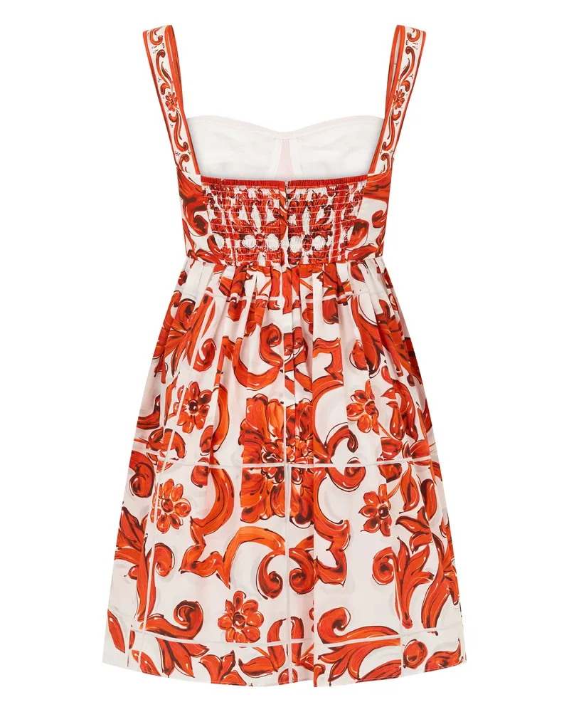 Dolce & Gabbana Floral-Print Cotton Dress — Orange Orange