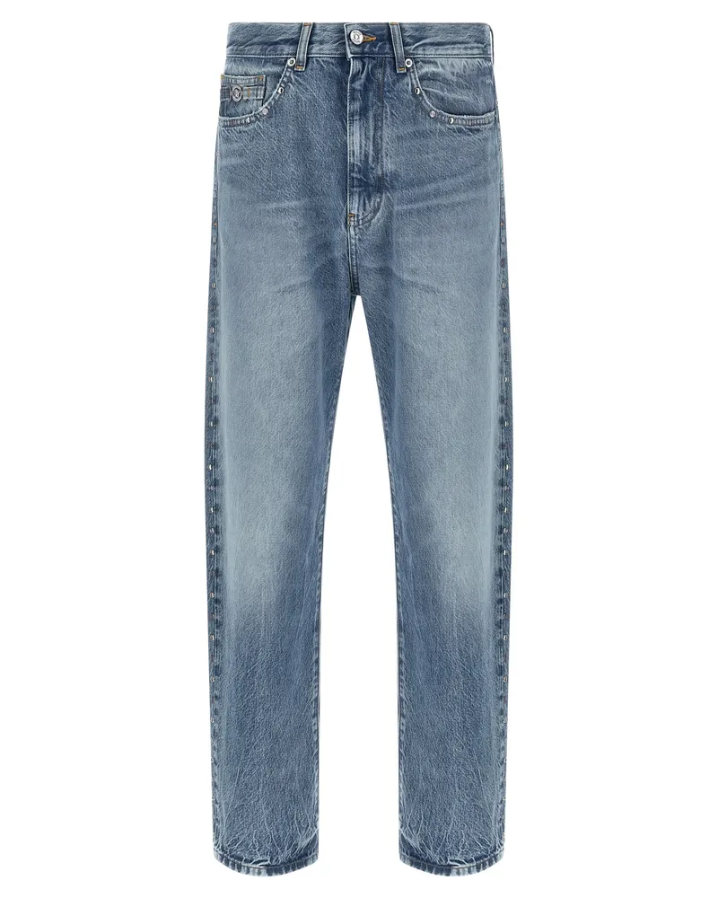 Versace Cotton Straight-Leg Jeans — Blue Blue
