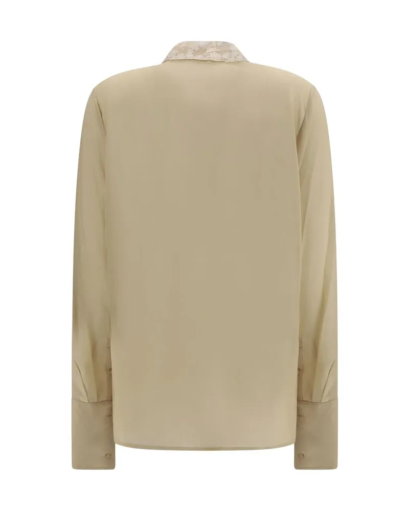Fendi Women's Beige Silk Dress Shirt Beige