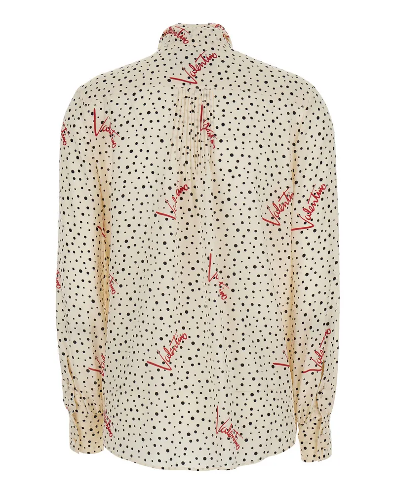 Valentino Garavani Women's Blouse With Front Bow — White Silk Blouses Shirt White
