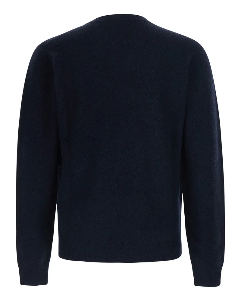 Roberto Collina Men's Crew Neck Wool Sweater, Blue Virgin Tops Top Navy