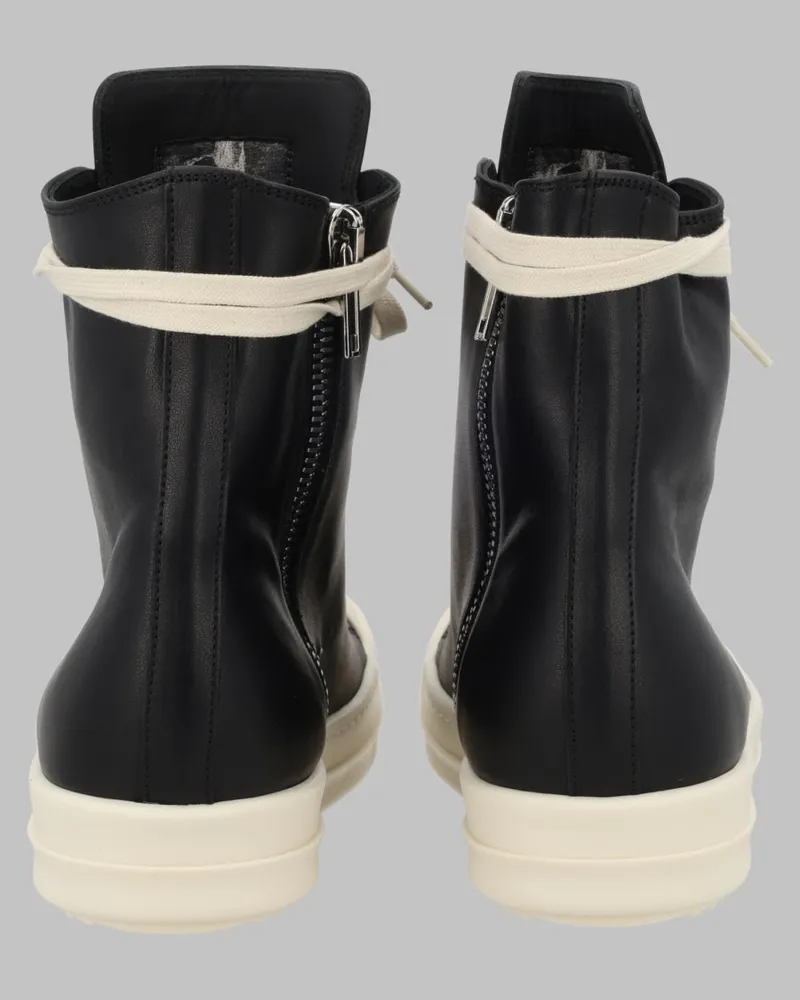 Rick Owens Leather Sneakers — Black Black