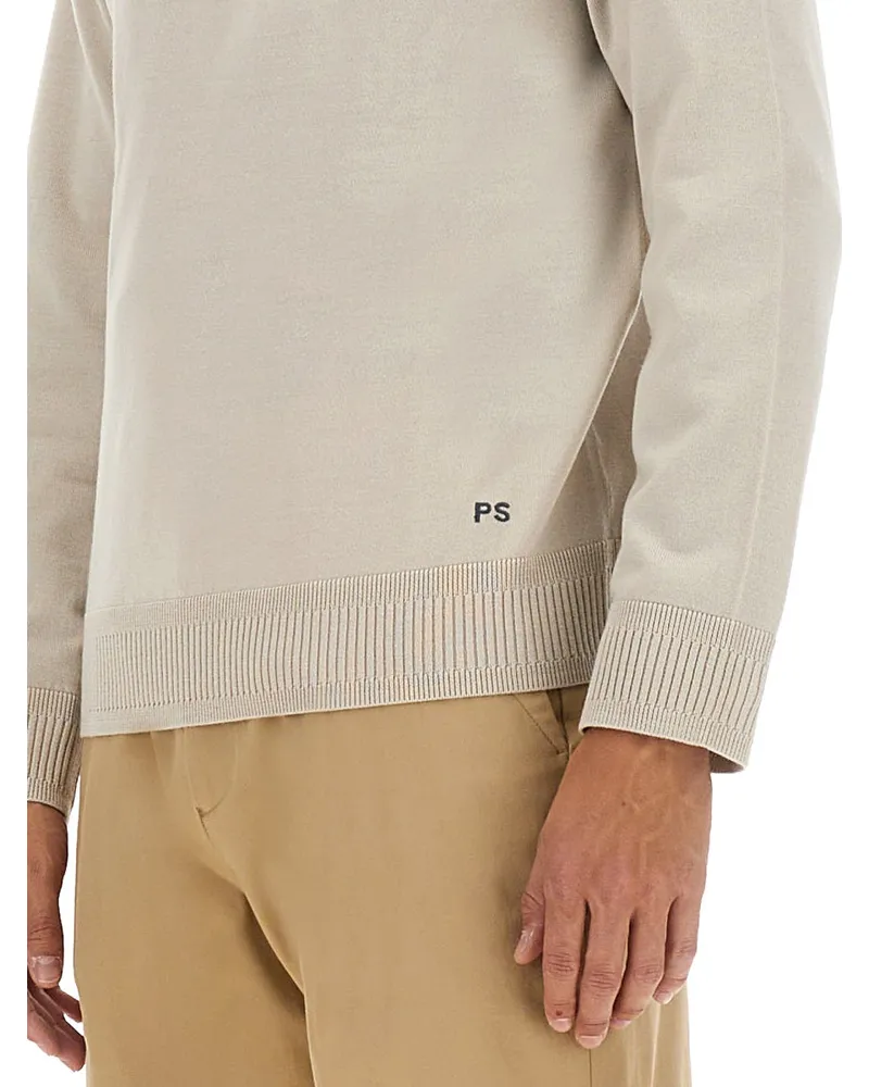 Paul Smith Embroidered Logo Merino Wool Sweater — White White