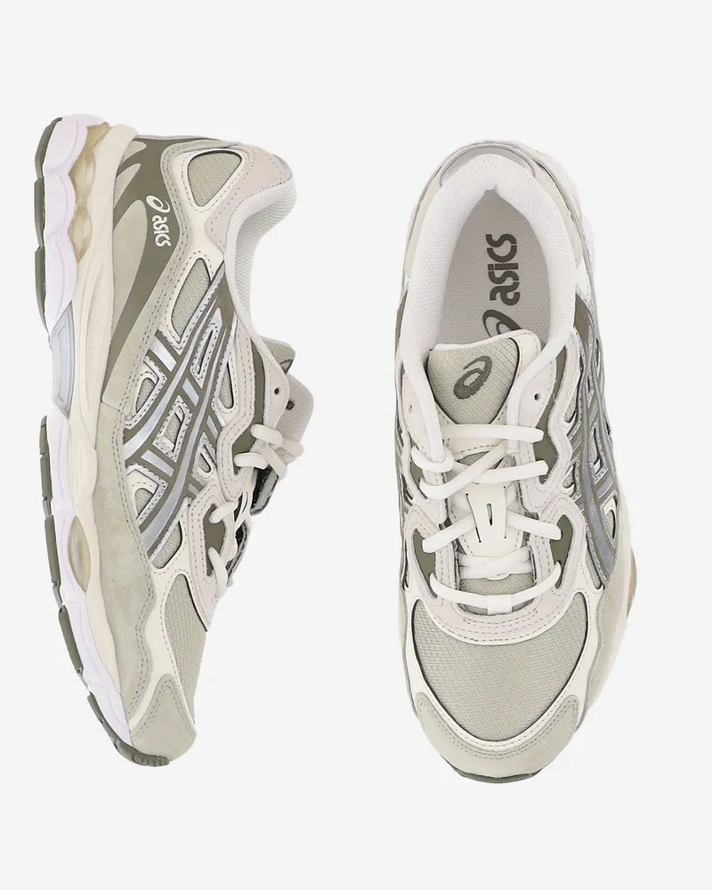 Asics Unisex Sneakers Gel-Nyc Khaki Leather And Textile Trainers Khaki
