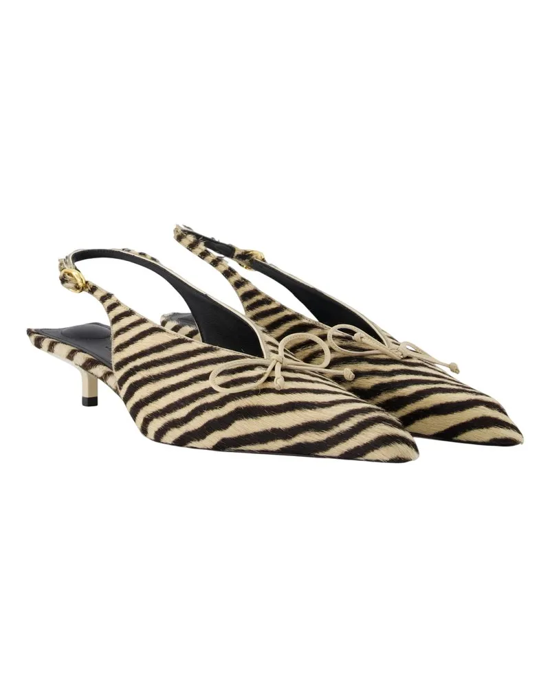 Jacquemus Striped Lambskin Slingback Heel — Beige Beige