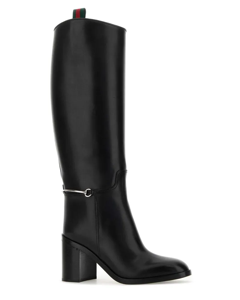 Gucci Women's Black Leather Boots Stivali Black