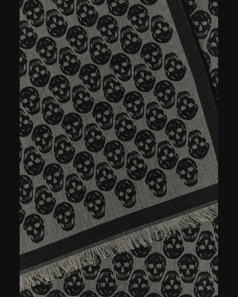 Alexander McQueen 8353784a82q 1062 Greyblk Sc Skull Monogram Sciarpe E Foulard Scarfs Gray