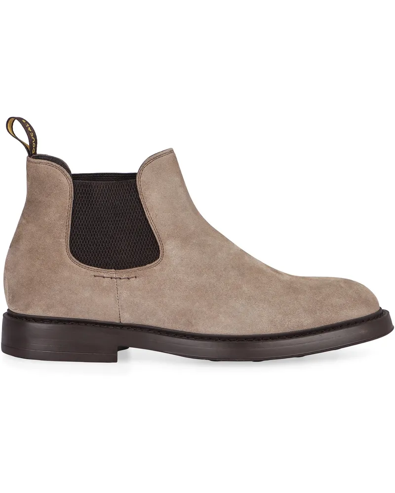 Doucal´s Men's Chelsea Boots Suede, Mink Leather Beige