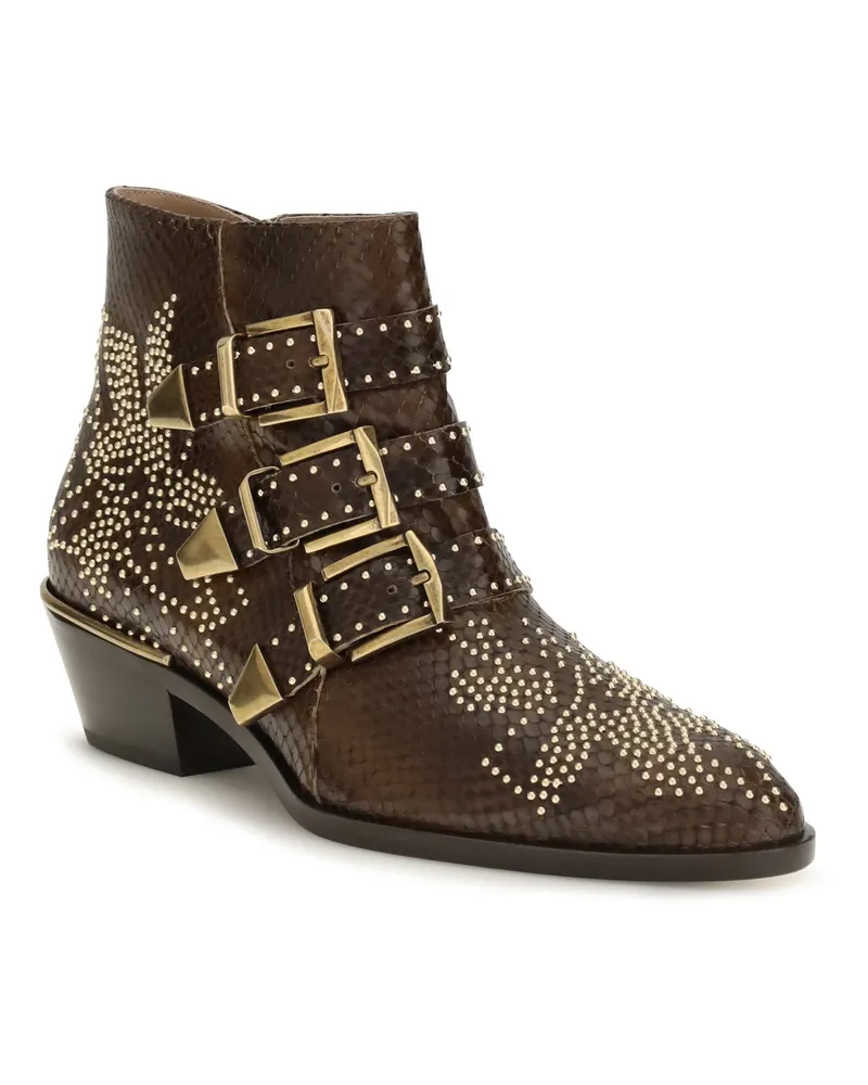 Chloé Women's Susanna Ankle Boots Wild Khaki Calf Leather Bos Taurus Brown