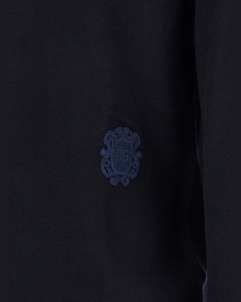 Dolce & Gabbana Virgin Wool Crew-Neck Sweater — Navy 