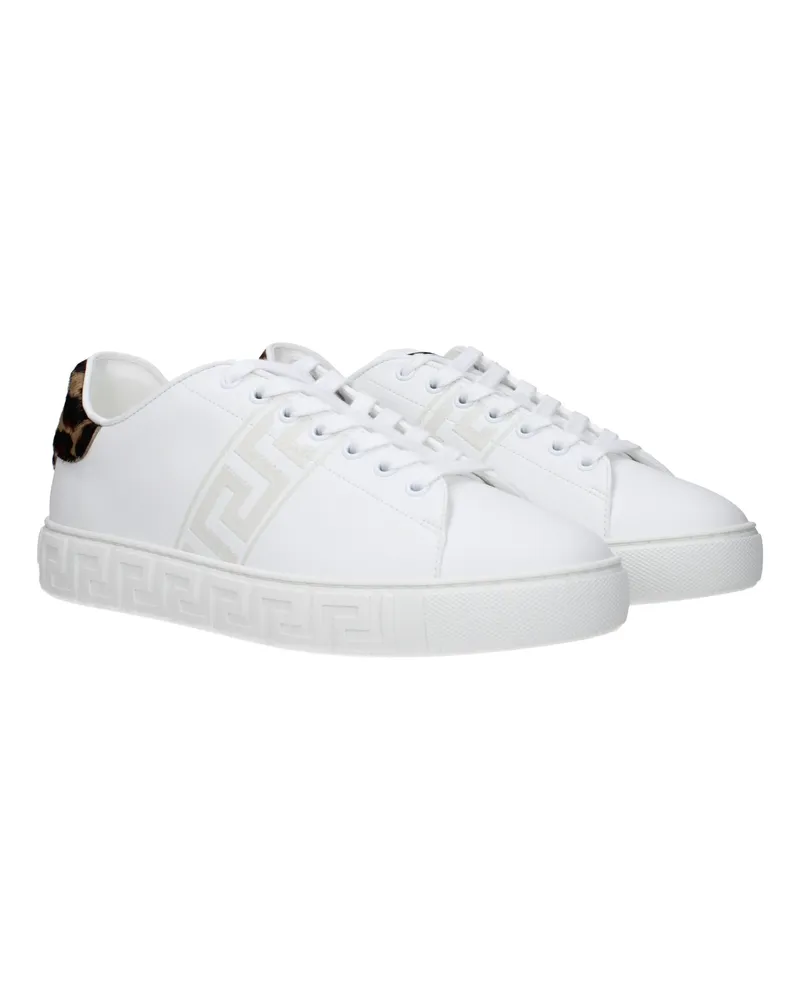 Versace Men's White Leather Low Top Sneakers White