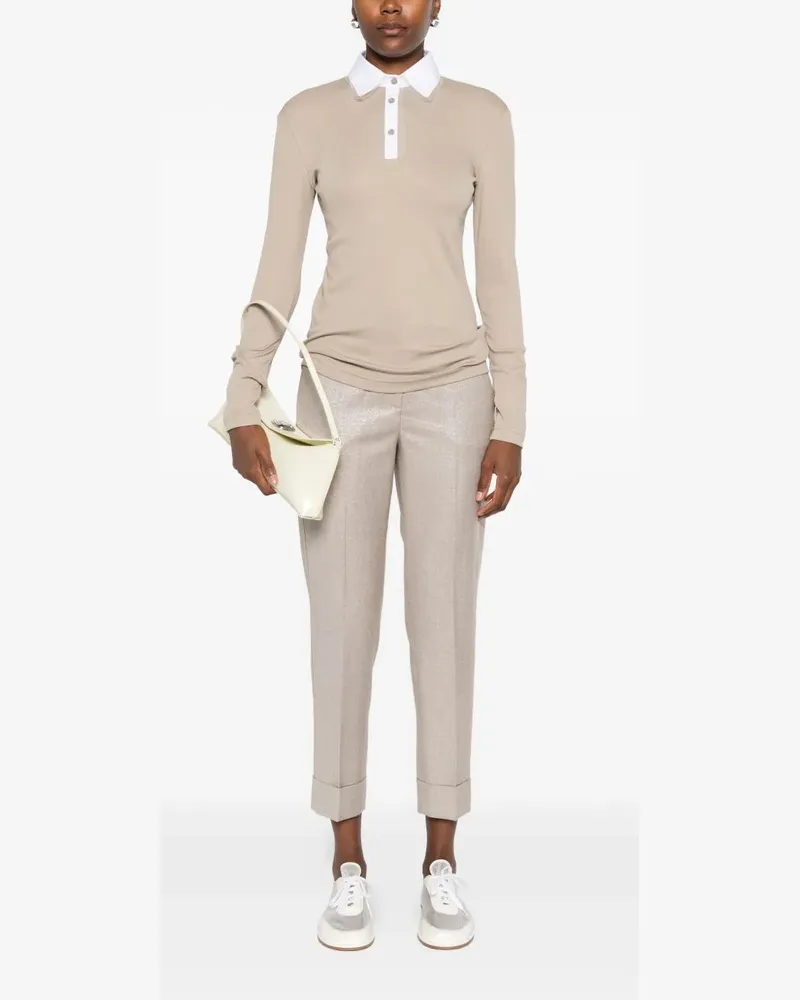 Fabiana Filippi Women's Long-Sleeve Polo Shirt Aw25 W Beige