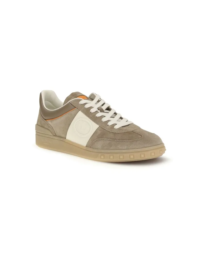 Valentino Garavani Men's Beige Calf Leather Bos Taurus Low Top Sneakers Beige