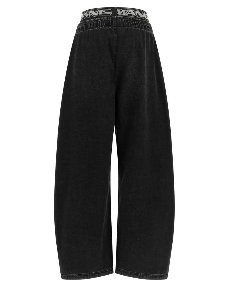 Alexander Wang Double-Waist Brushed Denim Jeans — Black Black