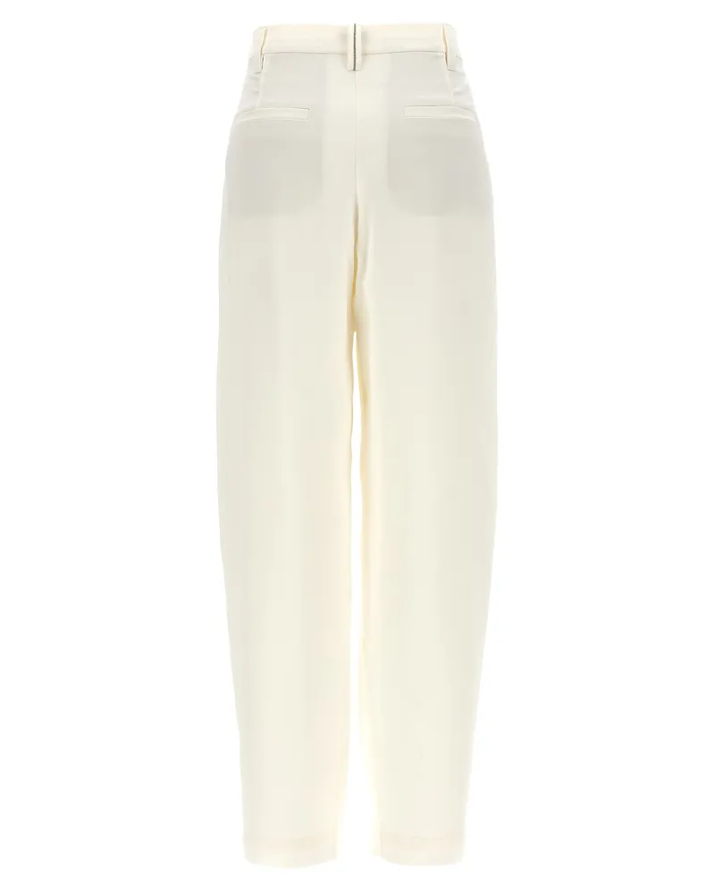 Brunello Cucinelli Women's White Silk Casual Pants White
