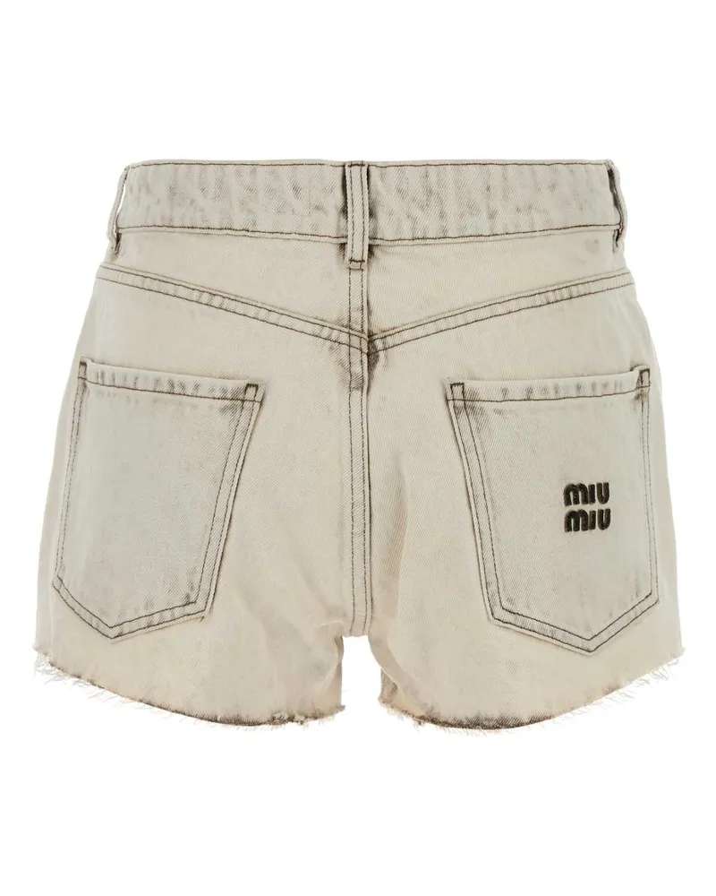 Miu Miu Women's White Denim Shorts Bianco Exterior: Cotton White