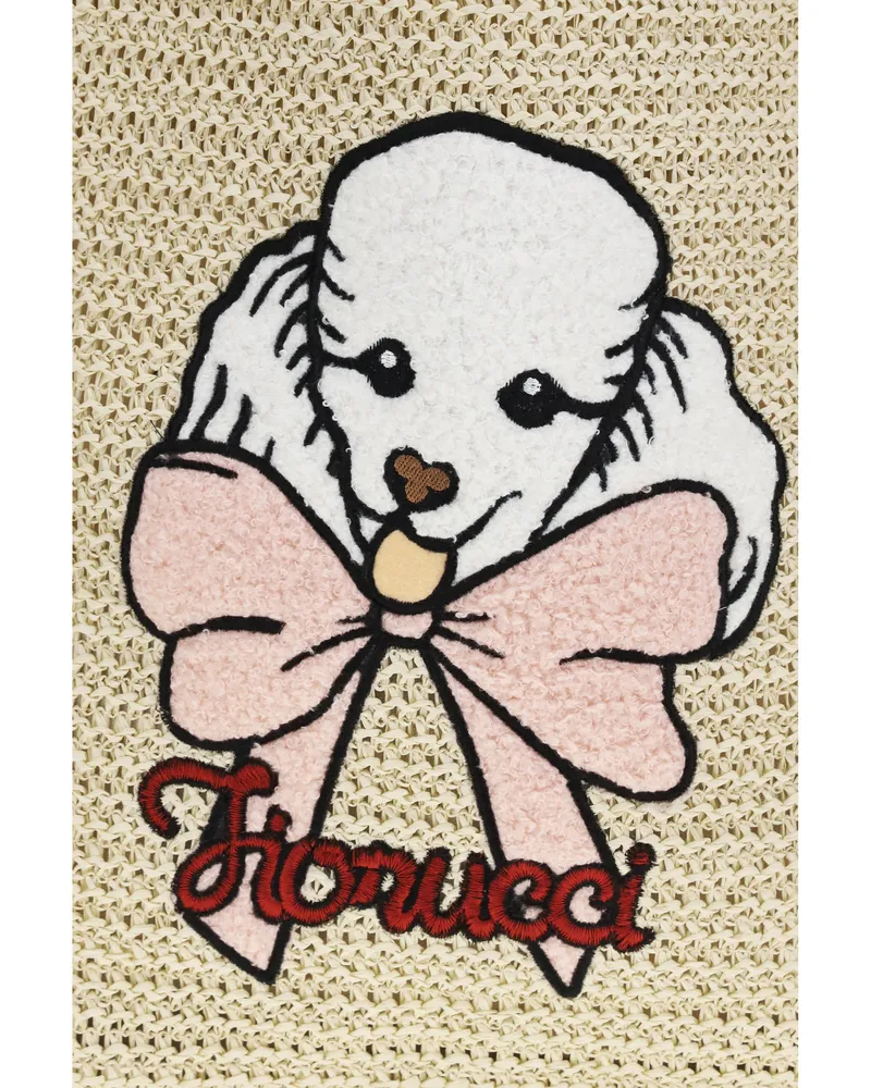 Fiorucci Women's Tote Bag Poodle Raffia Beige Paper Handbags Hand Beige