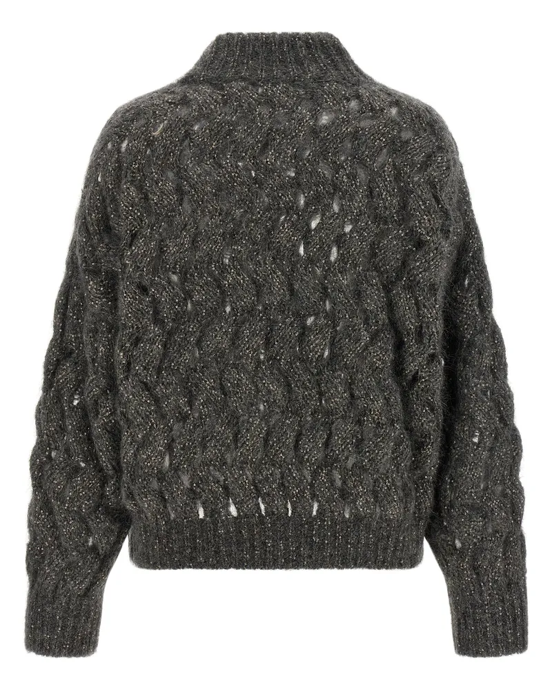 Brunello Cucinelli Dazzling Waves Sweater — Grey 