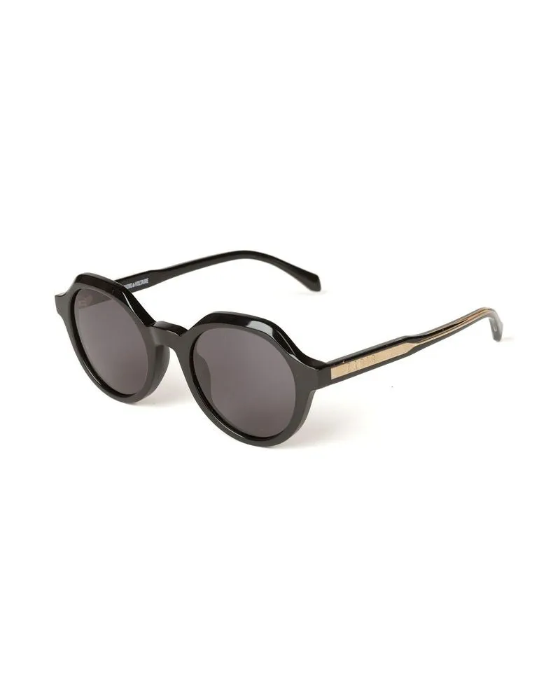 Zadig & Voltaire SZV453 Round Acetate Sunglasses — Black Black