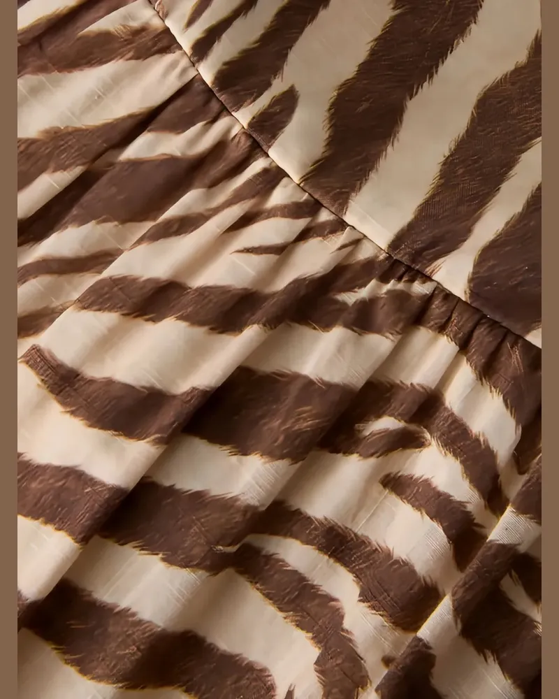 Zimmermann Women's Wanderlust Zebra-Print Midi Dress Ss26 W Brown