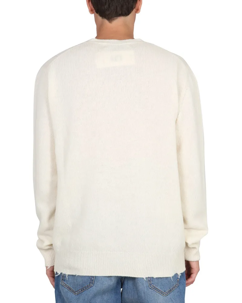 Department 5 Cross-Neck Virgin Wool Sweater — White White