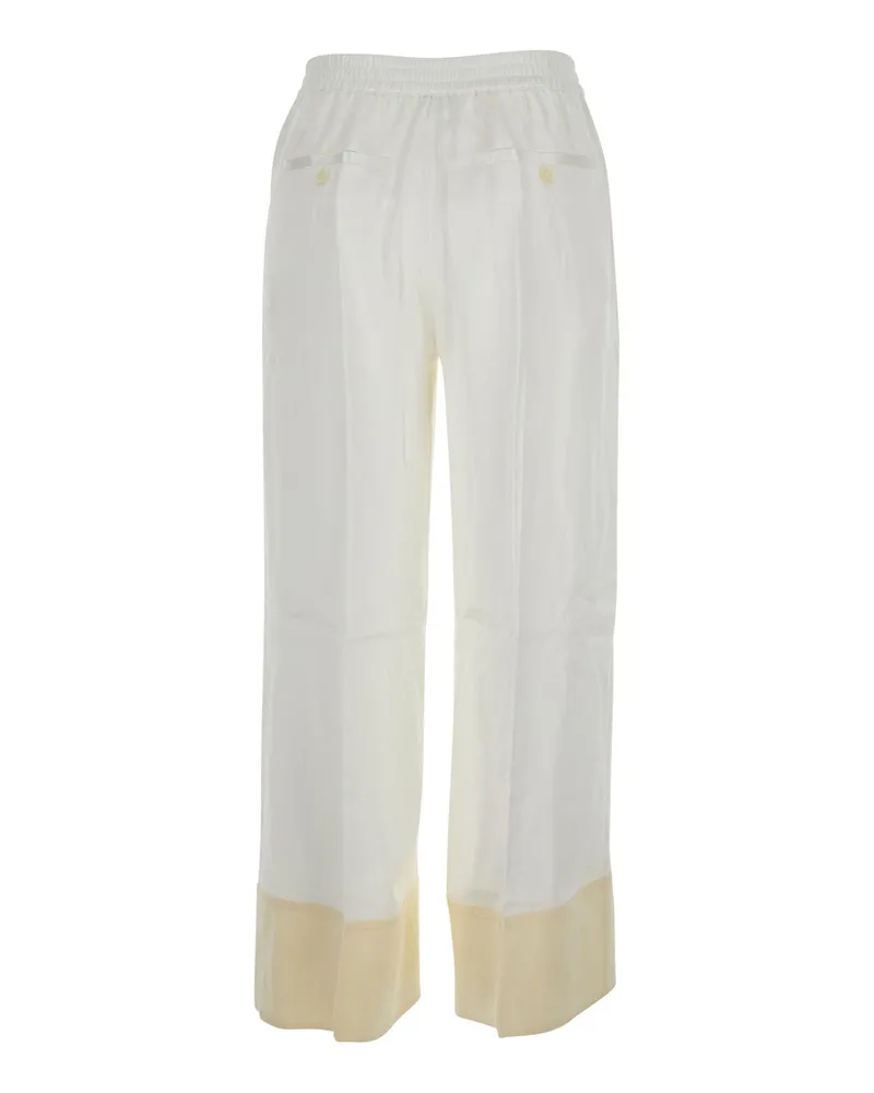 Totême Women's Pants Satin Drawstring White Trousers White