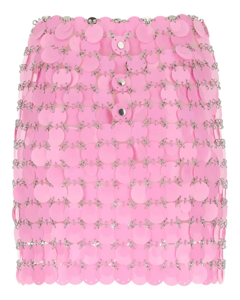 Paco Rabanne Women's Pink Maxi Sequins Mini Skirt P652 Gonne Pink