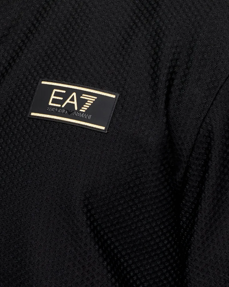 EA7 Men's Hooded Sweatshirt Black Polyester Sweatshirts Sweater Black