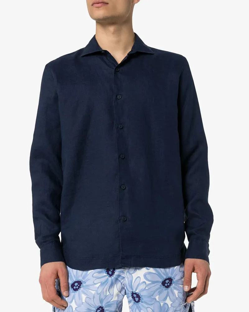 Orlebar Brown Men's Giles Long-Sleeve Shirt Aw26 M Navy