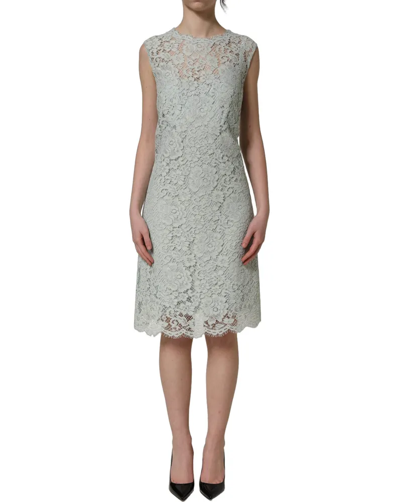 Dolce & Gabbana Women's Mint Green Lace Sleeveless Knee Length Dress Cotton Viscose Nylon Green