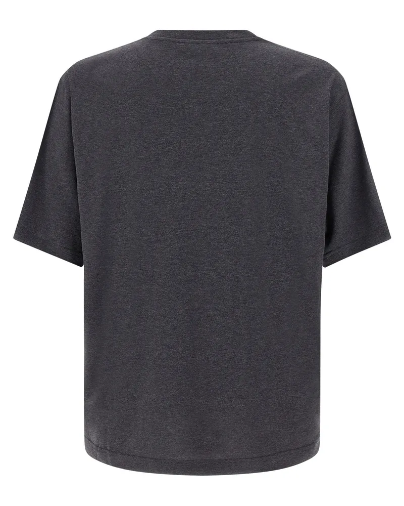 Dolce & Gabbana Logo-Flocked Print T-Shirt — Charcoal Charcoal