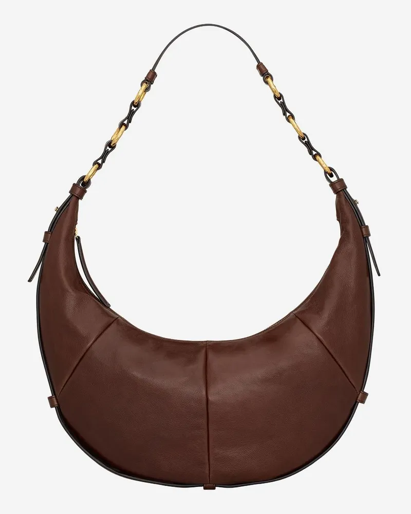 Saint Laurent Women's Hobo Bag Lambskin Brown Leather Shoulder Brown