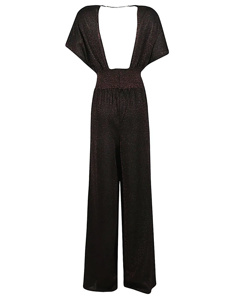 Circus Hotel Lurex Viscose Blend Jumpsuit — Black Black