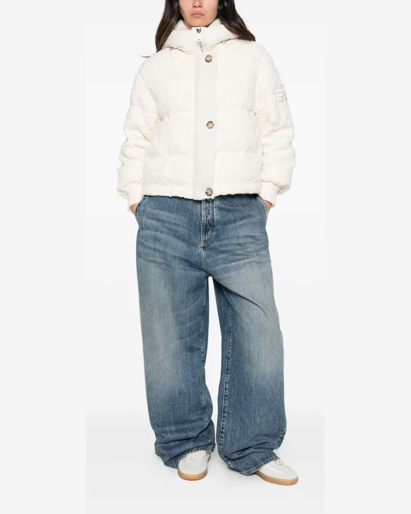 Ermanno Scervino Lace Overlay Padded Puffer Jacket — White White