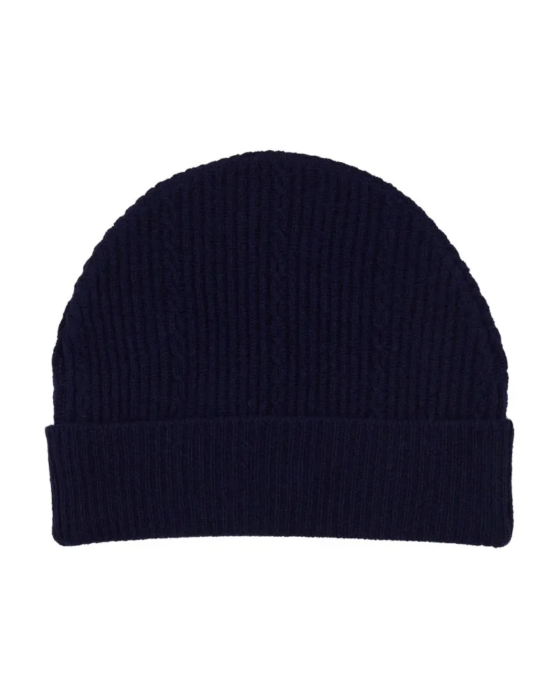 Etro WAQA0016_AV393B0310 Logo-Knit Wool Blend Beanie — Blue Blue