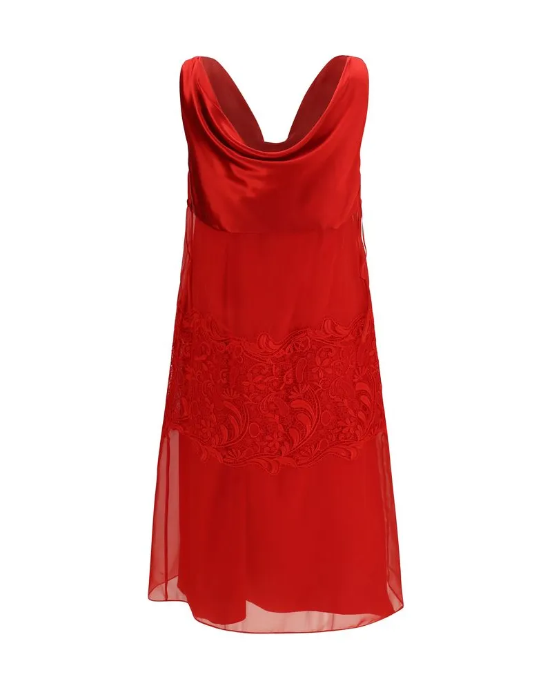 Ferragamo Women's Multicolor Silk Cocktail Dress Red