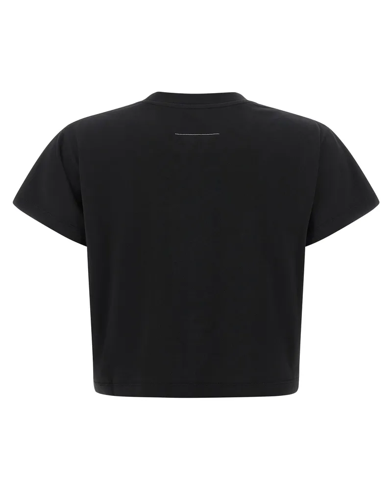 Maison Margiela Logo-Graphic Cropped Cotton T-Shirt — Black Black