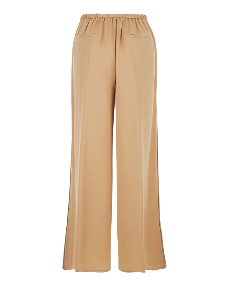 forte_forte Women's Wide-Leg Trousers Beige Viscose Blend Acetate Beige