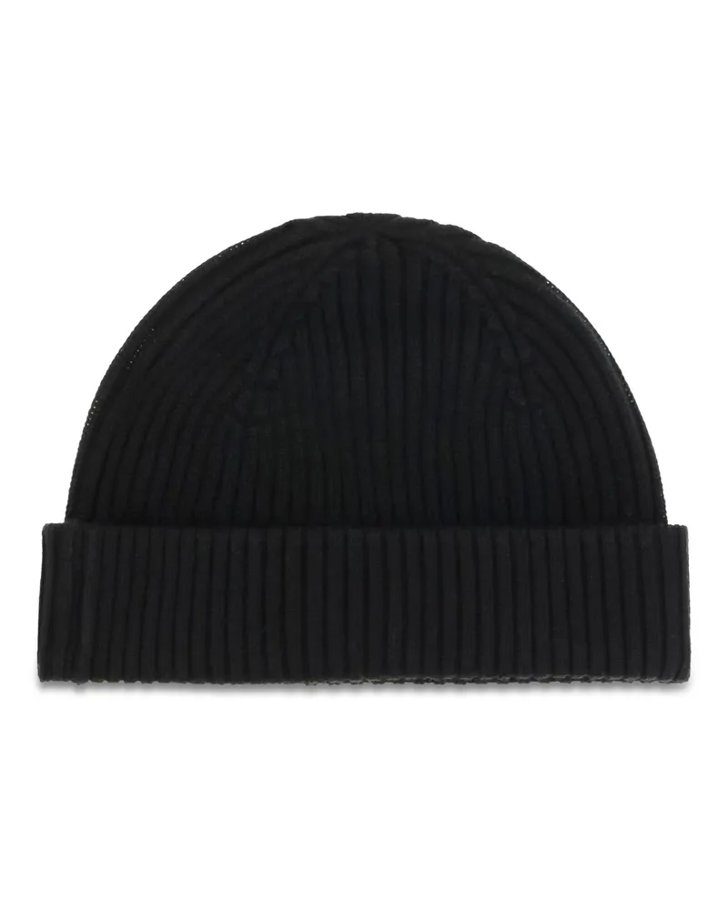 Parajumpers Men's Beanie Ribbed Knit With Logo Black Hats E Hairbands Black