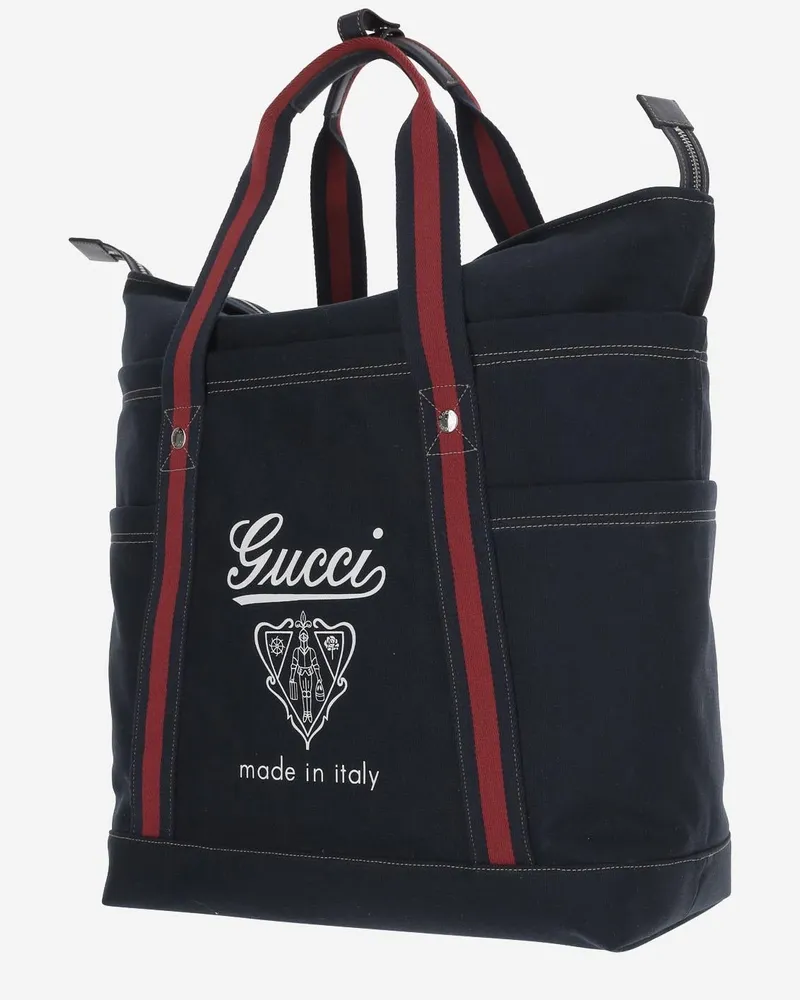 Gucci Men's Printed Fabric Bag Navy Cotton Shoulder Navy