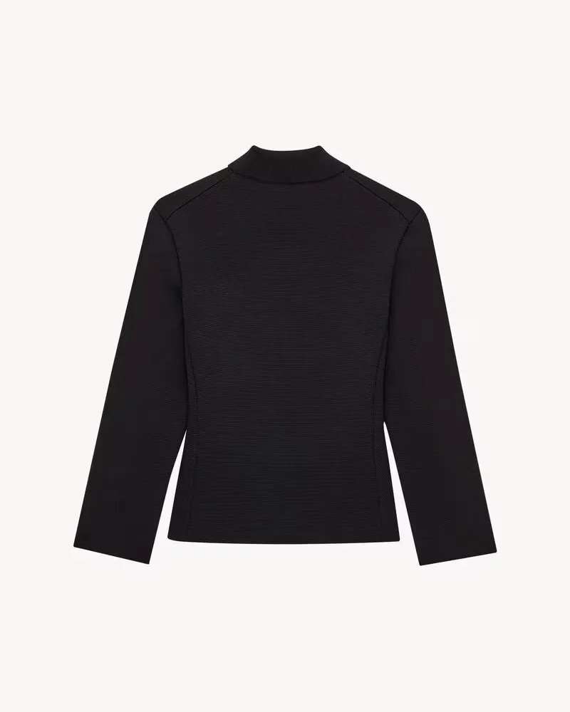 Saint Laurent Wool-Blend Textured Jacket — Black Black