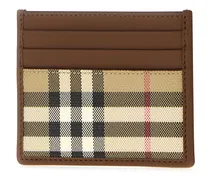 Men's Tall Card Case Beige Fabric Calf Wallet