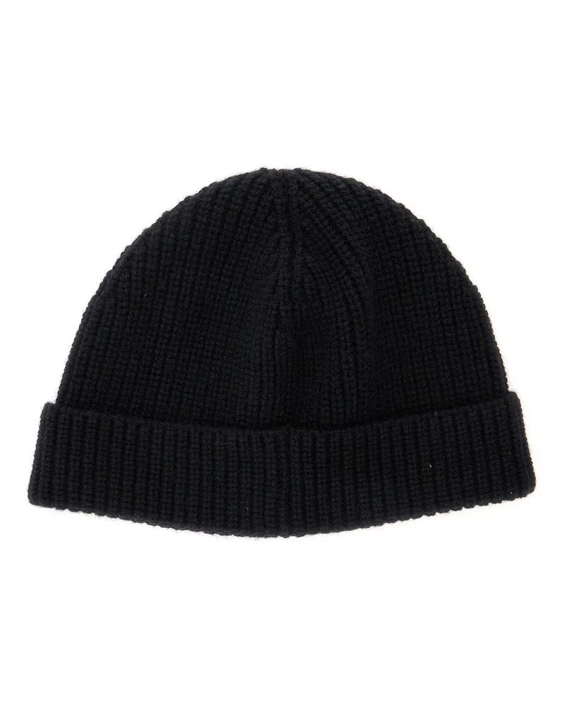 Valentino Garavani Men's Black Knit Beanie With Vlogo Cashmere Hat Black